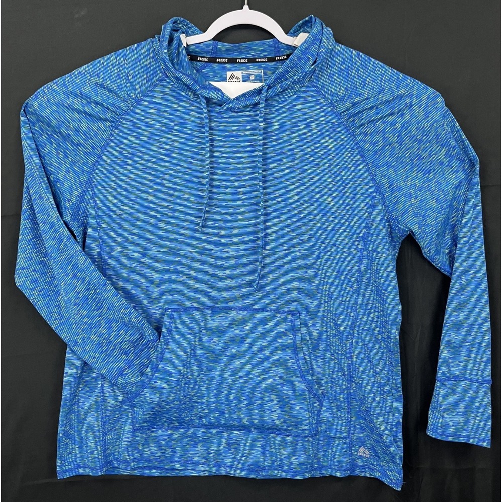 RBX Performance Womens 3X Blue Space Dye Hoodie Lightweight Pullover CR194X